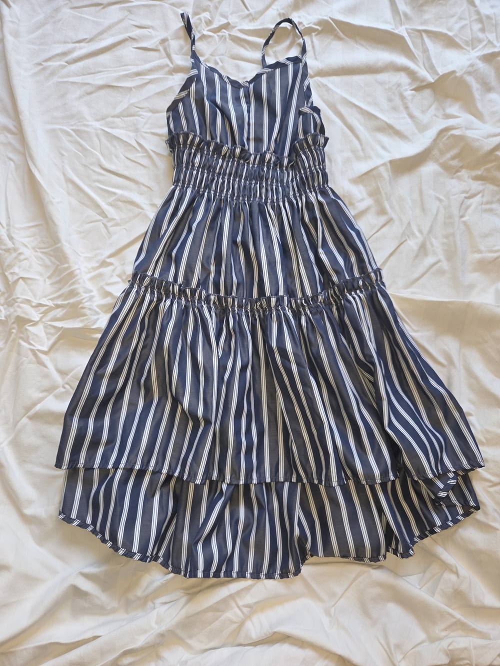 Habitual Navy and White Striped Tiered Sundress for Girls
